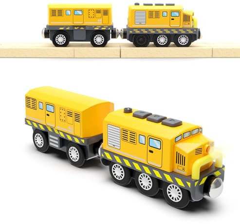 Battery Trains Age 3+ for Wooden Tracks, Motorized Locomotive Train for Kids Electric Train Accessories, Toy Train Set with Magnetic Trains Compatible with Thomas, Brio, Chuggington, Melissa & Doug
