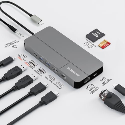 AUIMCE Macbook Docking Station Dual Monitor 2 HDMI for MacOS and Windows Laptop Implement MST, Compatible Macbook Pro/Air M1/M2/M3/M4 Chips, Dual 4K Display For all USB C computers