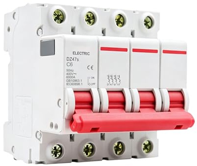 MOUMOUTEN Disjoncteur miniature, DZ47-63 4 pôles AC400v 6A | Disjoncteur de protection de surcharge pour la protection de l'équipement de circuit