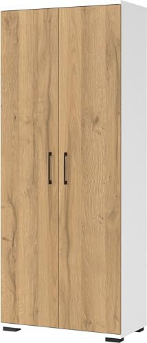Germania Aktenschrank 4250-559 GW-Profi, in Weiß/Grandson-Eiche-Nb., mit Metallgriffen, 80 x 200 x 40 cm (BxHxT)