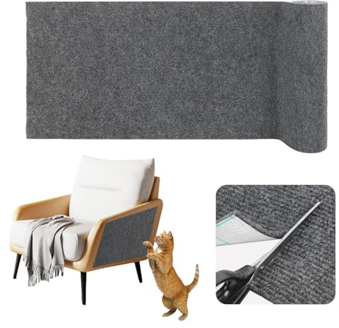 Alfombra rascador para Gatos Adhesivo Protector Sofa Gatos arañazo rascador Sofa Adhesivo (Gris Oscuro, 40cm×2m)