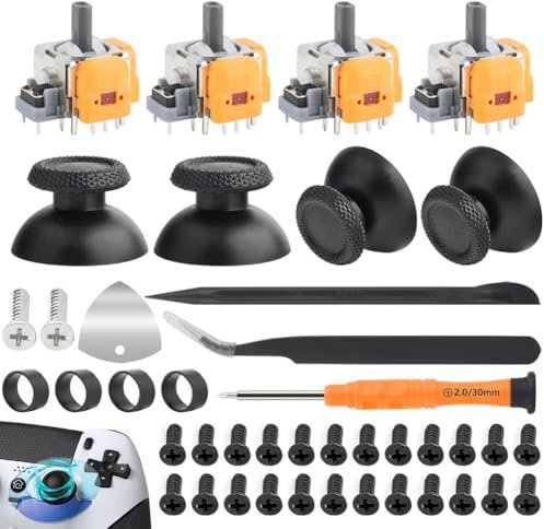 Gohytal Lot de 4 sticks effet Hall compatibles avec manette PlayStation 5 PS5 avec capteur analogique 3D et 4 capuchons de pouce - Kit de réparation de rechange