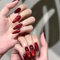 Red Almond Press On Nails – Cat Eye Design, 24 Pcs, Long Acrylic Fake Nails with Tool, DIY Nail Art, Elegant Touch for Women