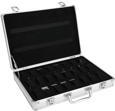 ACAGALA 24 Gitter Aluminiumlegierung Koffer Uhr Anhaltsprotokollbox Uhrener Hülle Hülle