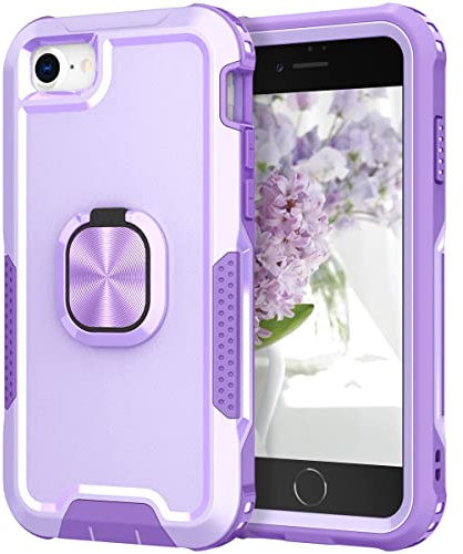 Telefonschutz Kompatibel mit iPhone 6/7/8 /Se2/se3 Case, Silikon Ultra Slim Shock Process Protective Phone Hülle, Mobiltelefon mit 360 ° Ring Kickstand Stoßfänger, Hülle mit hohem dienstfreiem Schocks
