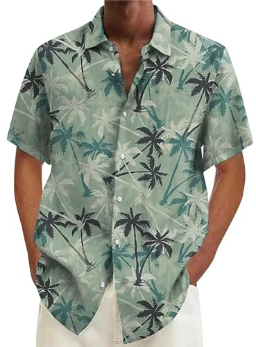 Nuoke Chemise de Plage d'été pour Hommes, Pardessus décontracté à Manches Courtes, Ample Polos Bleus pour Hommes