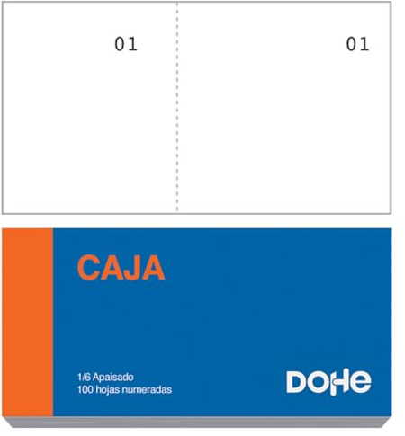 Dohe - Talonarios Vales de Caja (20 uds.) - Tamaño Bolsillo 10x5 cm, 100 Hojas Blancas Numeradas y Microperforadas, Blocs para Rifas, Concursos, Lotería, Taquillas, Material de Oficina