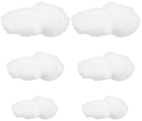 Faux Nuage Décoratif Blanc 6 Pièces en Coton Simulé, Suspendu | Nuage Decoration, Décor de Chambre Bébé, Intérieur et Extérieur, Ambiance Douce et Romantique