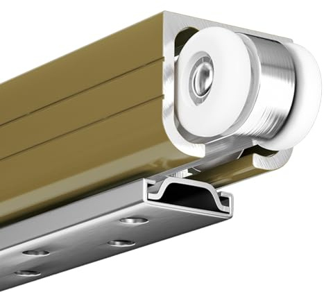 Rail porte coulissante Kit De Quincaillerie Pour Porte De Grange Dissimulée, Robuste, Rails En Aluminium Pour Armoire/armoire De Cuisine, Rail De Porte Coulissante De Placard(Gold,135in/3429mm)