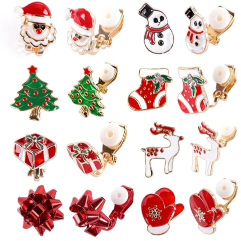 Deepton 12 Paar Ohrclips Kinder Mädchen, Hypoallergene Clip Ohrringe Kinder | Glänzend Klipp Ohrringe Mädchen, Stern Schmetterling Regenbogen und Blumen Ohne Ohrloch Ohrring
