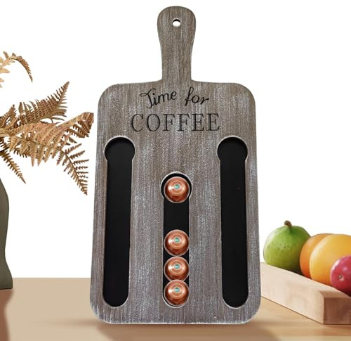 Kaffeekapselhalter zur Wandmontage – Vintage Padhalter aus Holz für 14 Kapseln – Ständer für Kaffee, Bar, Aufbewahrung und Organisation für Hotel, Haus, Café, Speisekammer