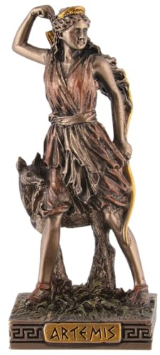 Griechische Göttin Artemis, Miniatur, aus Kunststein angefertigt, mit Bronzefarbe von Hand bemalt, Veronese Kollektion, 708-77444