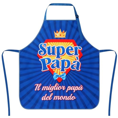Halinuia Grembiule da Cuoco Divertente Grembiuli per Uomo SuperPapà Modello | Grembiuli Regolabile Impermeabile e A Prova Olio Professionale per Cucina, Giardinaggio, Ristorante, Caffetteria