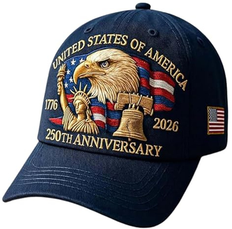 Wcybym Patriotic an Niversary Cap, atmungsaktiv, USA 250 Hut, Li Berty Tribute, Kopfbedeckung, verstellbar, für Veteranen, Sammler, Touristen, Parade, Gedenkstätte, Laufen, Fischer