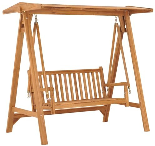 Mokuyary Hollywoodschaukel 174 cm Massivholz Teak für Terrasse, Garten, Balcon, Pool