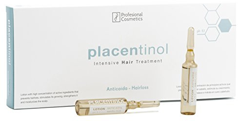 Profesional Cosmetics Placentinol loción prevención caída. Tratamiento crecepelos - 12 ampollas de 10 ml - 120 ml.