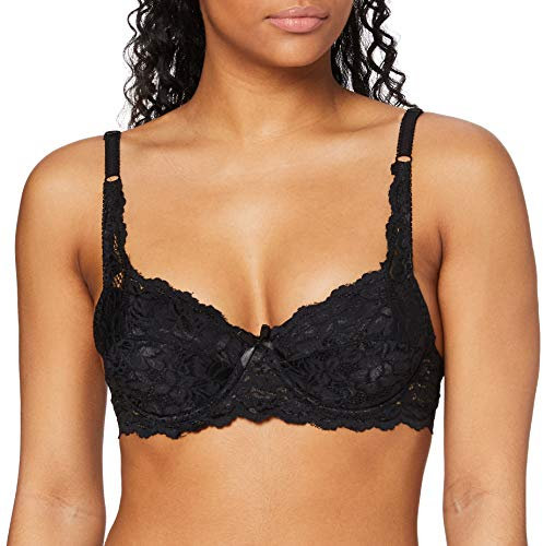 FM London Padded Lace - Sujetador con Push-Up para Mujer, Negro, 105E