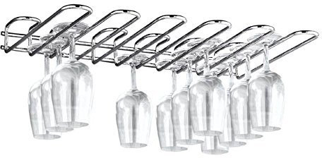 CKB LTD® 5 Row Under Cupboard Counter Wall Mounted Glass Rack 46.5 x 6 x 32 cm - Holds any type of Stemware Glassware Wine Glasses and Flutes