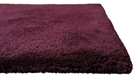 Homie Living I Moderner kuscheliger, weicher, Flauschiger Teppich - Läufer für Wohnzimmer, Flur, Schlafzimmer, Kinderzimmer I Pisa I (80 x 150 cm, Bordeaux Aubergine)