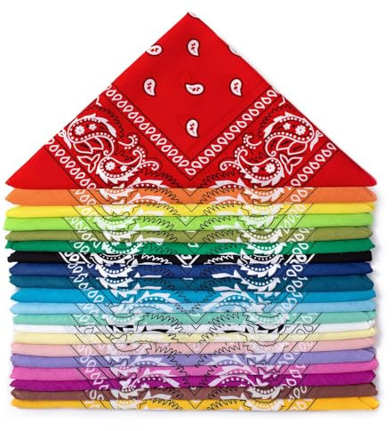 Karl Loven Bandanas 20er Pack 100% Baumwolle Paisley Halstuch Kopf Hals Schal (20er Pack, 20 Farben)