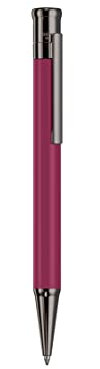 Otto Hutt design 04 Kugelschreiber 001-18818 – Kuli mit hochwertiger Beschichtung, glänzender Oberfläche in der Farbe Karminrosé – Mit Großraummine M, blau