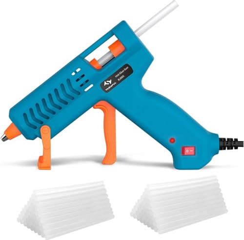 Pistola a Caldo, Pistola per Colla 50W con 75 PCS Pegamento Barras 7 * 130MM, Calentamiento Rápido, Sistema Termostatico, Punta de Precisión Antigoteo para la Escuela Arte de Bricolaje