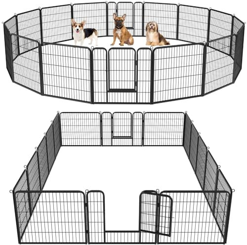 Yaheetech Dog Playpen, 16 Panel Puppy Play Pen Heavy Duty Pet Exercise Fence for Garden/Yard 80cm Height