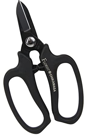 CHIKAMASA FLORIST Tijeras Deluxe, Fabricadas en JAPÓN, para Podar Flores Bonsai, MF-9000B, Hoja de Acero al Carbono de Alto Grado con Revestimiento de Fluor.
