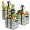 Foraineam 3-Pack Extra Large Reusable Grocery Bags Tropical Flamingo Pattern Durable Heavy Duty Grocery Totes Bag Storage Box Bins Collapsible Grocery Shopping Box Bags with Reinforced Bottom
