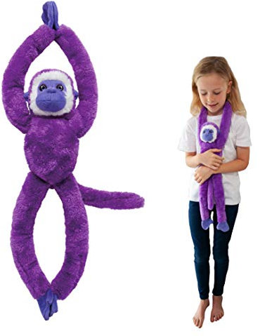 Deluxebase EcoBuddiez Tree Huggers - Singe-Écureuil Violet de Peluche bébé à Suspendre de 72 cm fabriquée en Bouteilles Plastique recyclées. Jouet Doux & écologique, Cadeau Parfait pour Les Enfants.