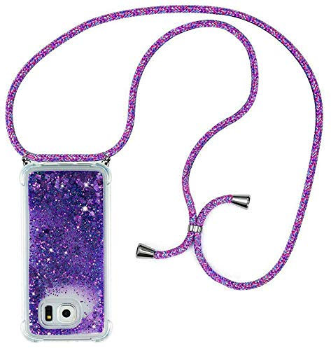 HongMan Handykette Hülle für Samsung Galaxy S7,Quicksand Glitzer Hülle mit Band,Silikon Handyhülle mit Kordel Umhängenband,Schnur mit Treibsand Case zum Umhängen,für Samsung Galaxy S7