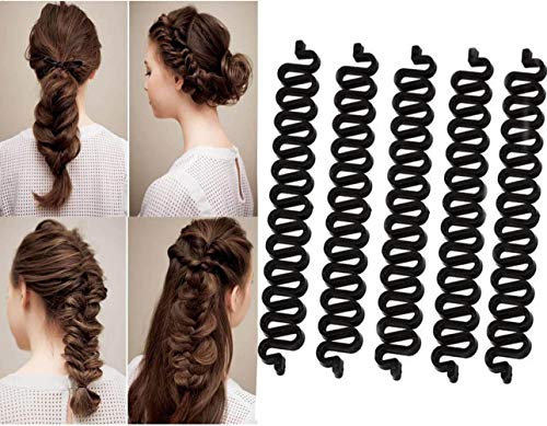 VASANA Lot de 5 pinces à chignon françaises noires pour tresser les cheveux - Outil de tressage - Accessoires de coiffure pour femmes et filles
