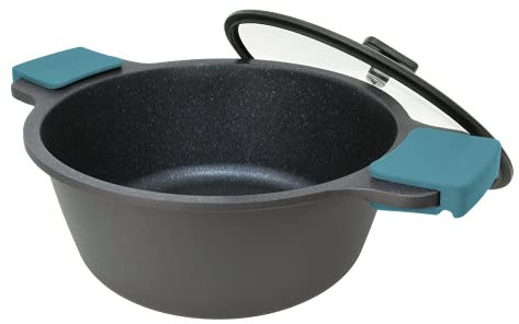 Arcos Serie Thera | Antihaft-Kasserolle | Aluminiumguss | Geeignet für jede Küche | Silikon-Griffe | Energiesparsystem | Spülmaschinenfest | Farbe Schwarz und Blau (32 cm / 9,3L)