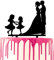 CARISPIBET Hochzeitstortenaufsatz für Bräutigam und Braut, Stirn, Kuss, Hochzeitstorte mit zwei verspielten Töchtern, Ehemann und Ehefrau, Hochzeitstag, Acryl-Silhouette