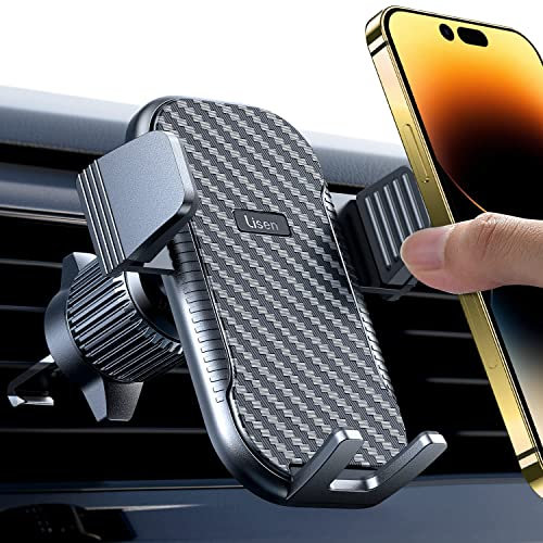 LISEN Handyhalterung Auto Lüftung, Einhandbedienung Handy Halterung Auto [Stabiler & Never Fall] 360°Drehbar Silikonschutz Kfz Smartphone Handyhalter Auto für iPhone Samsung Huawei Xiaomi
