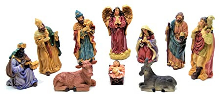 services 10 x Weihnachtsfiguren, 12,5 cm Set mit Weihnachtsszenarien, Tiere, Geburt von Jesus, 3 Könige