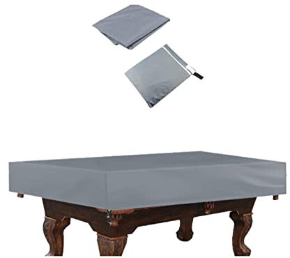 Stronrive 8ft Tischabdeckung | Wasserdichter Schutz für Billardtische | 210D Oxford Billardtisch Abdeckung für Gartenmöbel, Outdoor Schwa/Silber Staubschutzhüllen