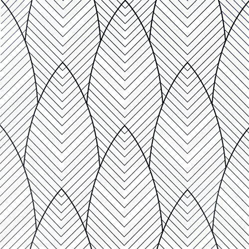 JOLIHOME Geometrische Muster Tapete Schwarz und Weiß Moderne Minimalistische Wasserdichte Selbstklebende Tapeten für Küchen Badezimmer Wohnzimmer Schlafzimmer Wandaufkleber 44,5x500cm