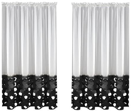 Generisch Fertige Gardine Haga 145x180 Schwarz Weiss Lasercut Voile Fensterdekoration Vorhänge