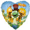Party Factory `die Biene Maja´ Herz Folienballon, Ø45cm, bunt, Willi, Flip und Maja, Heliumballon zum Kindergeburtstag