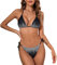 Halcurt Triangel Bikini Damen Set Neckholder Bikinioberteil Verstellbare Bademode Unterteil Seitlicher Schnürung Zweiteiliger Badeanzug L