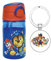 OM SUPPLIES Bouteille d'eau réutilisable avec poignée intégrée pour un transport facile à l'école, le déjeuner des enfants, 350 ml, porte-clés Paw Patrol (Patrouille)