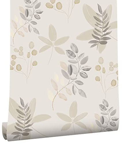 myforHD Papel Pintado Autoadhesivo Hojas Blanco Gris Papel de Pared Papel Adhesivo para Muebles Removible Impermeable Estilo Retro Vinilo PVC Pegatina Decorativos Pared Salon Papel Pared Dormitorio