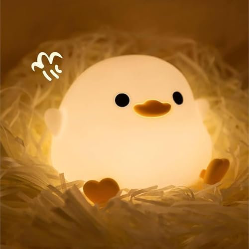PKKP Nachtlicht für Kinder, DoDo Duck Kawaii Nachtlichter Dimmbar, Silikon Stilllicht baby mit Timer und Touch, USB Aufladung Nachttischlampe für Zimmerdekoration Kindergeschenke