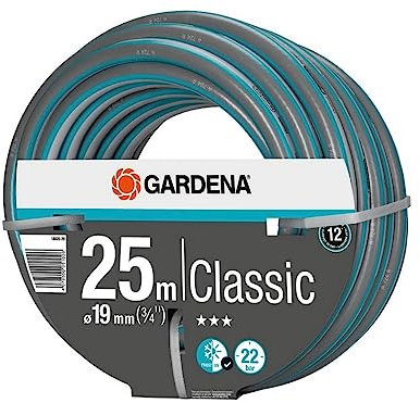 Classic Schlauch 19 mm (3/4 Zoll), 25 m: Universeller Gartenschlauch aus robustem Kreuzgewebe, 22 bar Berstdruck, UV-beständig, ohne Systemteile, 12 Jahre Garantie (18026-29)… (25m)