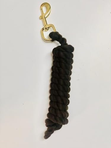 Führstrick für Pferde / Pony, Baumwolle, mit Messingclip, 1,8 m, Braun