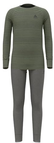 Odlo Kinder Funktionsunterwäsche Set Active WARM ECO Set, odlo Steel Grey Melange - Matte Green, 92