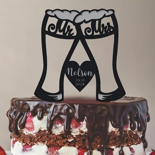Beer Wedding Cake Topper, Glasses Toasting Brewery Cheers And Beer Craft, 6-7.8 Inch Fand Cake, Lover, Newlyweds Celebration