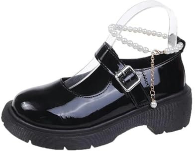 Elegante Lolita Schuhe Japanische Mary Jane Schuhe Frauen Vintage Mädchen Studenten JK Uniform Plattform Schuhe Cosplay High Heels, Schwarz , 38 EU