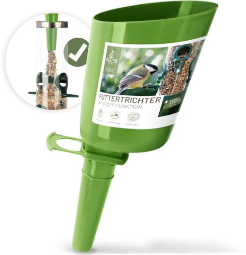 wildtier liebe Imbuto per uccelli – Facile riempimento di mangiatoia per uccelli, colonna di mangime, mangime per uccelli, silos con mangime per uccelli selvatici, imbuto di riempimento, aiuto per il